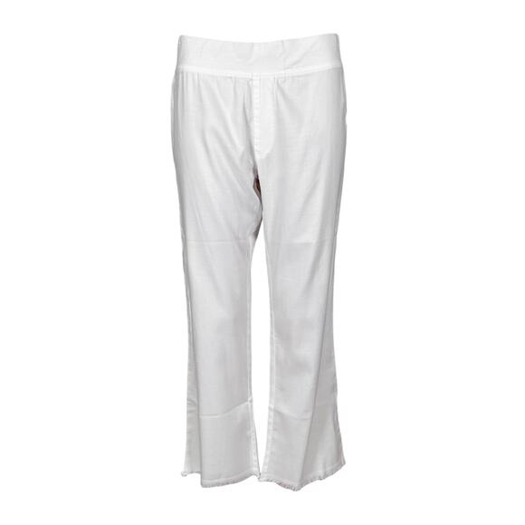 XCVI Women's White Cotton Pants Pull On Size XL Straight Cropped NWT